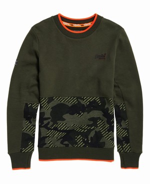 Superdry Orange Label Urban Crew Férfi Pulóver Khaki/Camo | FCTME4871